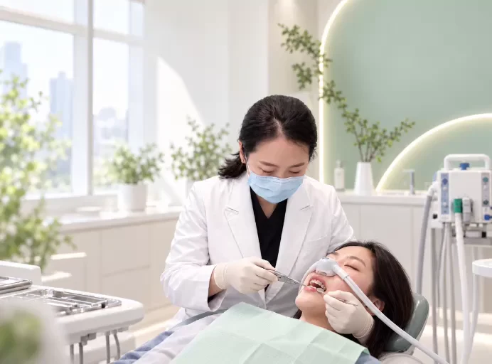 웃음가스 진료 장면 — AI 연출 영상
